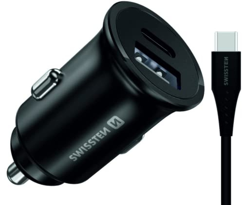 SWISSTEN Car Adapter for Samsung Super Fast Charging 25W + 10W with Cable USB-C/USB-C 1,2m