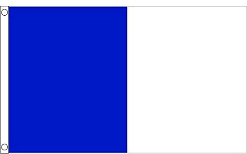 AZ FLAG - Bandera Azul Y Blanco - 90x60 cm - Bandera Dos Colores 100% Poliéster con Ojales de Metal Integrados - 50g - Colores Vivos Y Resistente A La Decoloración