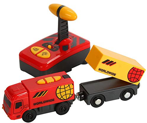 RC Elektrozug Spielzeug Mini Fernbedienung Kinder Eisenbahn Spielzeug Knopf RC Fahrzeug Elektrische Lokomotive Spielzeug Zug Kompatibel mit hölzernem Bahngleisspielzeug Lernspielzeug für Kleinkinder