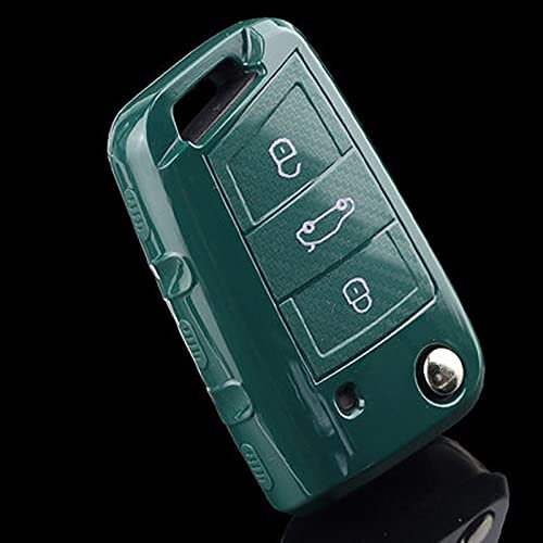 WSWJDW TPU Autoschlüssel Hülle Schlüsselbund Ring Schlüsseltasche, passend für Volkswagen VW Golf 7 3 4 5 6 6r mk7 Skoda Octavia A7 Polo 9n mk4 Passat b5 b6 b7 b8 Bora Tiguan,B,grün