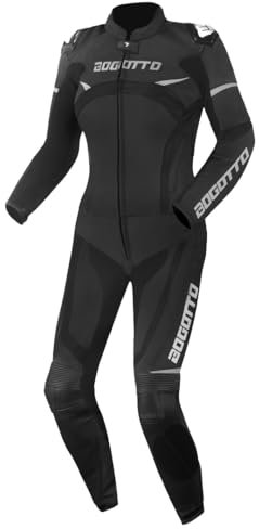 Bogotto Misano 2-Teiler Damen Motorrad Lederkombi, schwarz/grau, 34