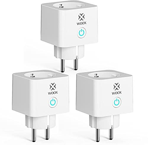 Woox Alexa Steckdose Stromverbrauch Messen 3 Stück, Wlan Steckdose mit Stromzähler 16A, TÜV Geprüft, Zeitschaltuhr Sprachsteuerung Kompatibel mit Alexa Google Home, Nur 2,4 GHz Wifi