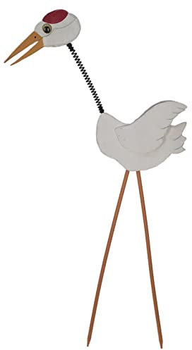 WB wohn trends Garten-Stecker aus Holz, Vogel weiß Storch Baby Geburt, 97x45cm, andere Motive wählbar, Deko-Stecker Garten-Deko