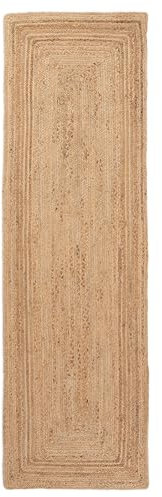 carpetfine Juteteppich Nele Läufer Brücke Taupe handgewebt aus Jute 80x600 cm | Moderner Naturfaserteppich im Boho Style für Küche, Flur und Brücke