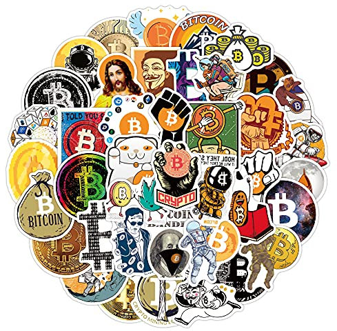 LYLSDSB 50 Stück Bitcoin Aufkleber Virtuelle Währung Kryptowährung Top Stickers Set für Auto Laptop Telefon Gitarre Skateboard Motorrad Fahrrad,Vinyl Wasserdicht Stickers für Kinder Jugendliche
