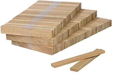 Klötzchenmann Bastelklötzchen 22x8x160 mm Verschiedene Holzarten, Stäbchen Holzstäbchen für DIY Projekte (Eiche)