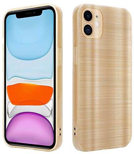 Cadorabo Hülle kompatibel mit Apple iPhone 11 Schutzhülle TPU Silikon Case Brushed Design mit Kameraschutz Slim Kratzfest Weiche Gummi mit Rundumschutz Case Hülle für iPhone 11 in Gold