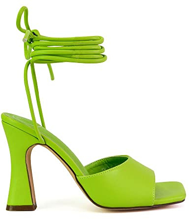 Womens Block Heel Lace Up Sandals Ladies Strappy Anklel Strap Square Toe Shoes Size 3 4 5 6 7 8