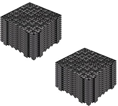 hzexun 20 Pack Garage Flooring Tile 30cm x30cm,1.5cm Thick Plastic Deck Tile, Non-Slip Garage Flooring Covering Tiles for Basements, Gyms, Repair Shops, Patio Balcony Yard (Black)