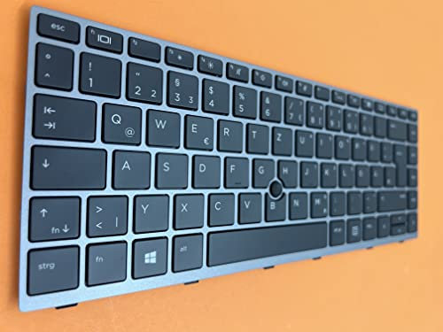 T-ProTek DEUTSCHE-Tastatur Schwarz, Silber Rahmen,Trackpoint für HP EliteBook 840 G5 3JZ26AW