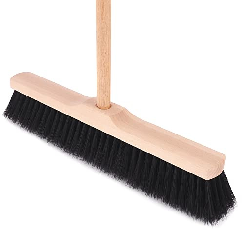 BAUSTER® Robuster Hausbesen 600mm mit Stiel 120cm Straßenbesen Industriebesen Stubenbesen Hallenbesen Gartenbesen Handbesen für Straßen und Gehwege Zimmerbesen Außenbesen