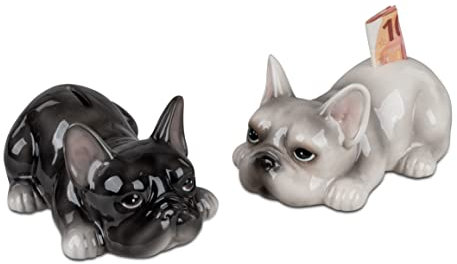 1 Stück Spardose Hund Mops 21cm Sparschwein Gelddose Spardose Geschenk Sparbüchse lustige Figur als Sparbüchse
