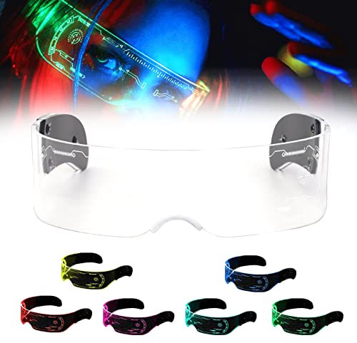 Leuchtende Brille,7 Farben LED-Beleuchtungsbrille,LED Brille,Multi-Modi-Blitz-Brille,wiederaufladbar, Party-Brille, coole Brille,lustige leuchtende Brillen Stütze leuchten,für Club, Bar, Cosplay