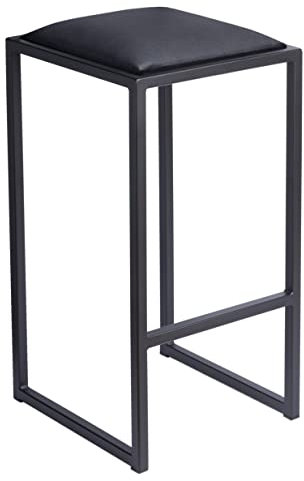 FERRO modern design Barhocker Schwarz ohne Lehne 64 cm - Metall Barstuhl mit Gepolstertem Sitz - Loft Style