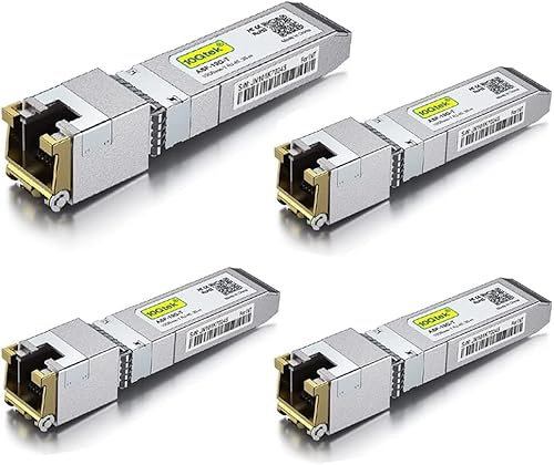 10Gtek 4-Piezas 80 Metros 10G SFP+ RJ45 Transceiver, Módulo de Cobre CAT.6a 10GBase-T, Compatible con Cisco SFP-10G-T-80, Ubiquiti UniFi, MikroTik, Netgear, TP-Link, D-Link, Open Switch