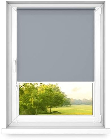 time4blinds Mini Estor Enrollable Basic - Estor Enrollable - No Invasivo - Estor Enrollable de Ventana Interior Sin Taladrar - 1000x1200mm Gris Operado en el Lado Izquierdo