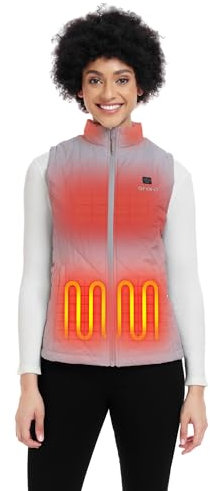 ORORO Women's Heated Gilet with Power Bank, Lightweight Quilted Heated Vest for Women (Charger Not Included) (Light Grey,L)