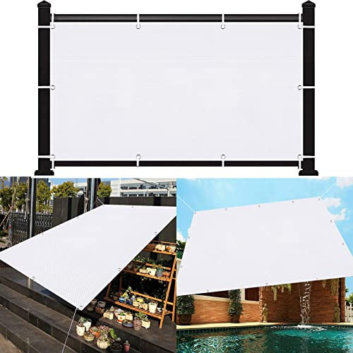Sunsegel Rechteckig Atmungsaktive 5 x 10 m 90% Shading Rate Sonnensegel Schattentuch mit Ösen und Befestigungsseile für Patio Hinterhof Rasengarten, Weiß
