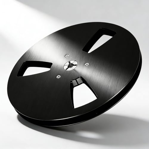 1/4 7 Zoll Leere Tonbandspule für TEACs Roar Reel-to-Reel-Tonbandspieler, Aluminiumlegierung, 3-Loch-Öffnungsmaschine, Teilöffner, Leere Platte, Universelles Ersatz-Tonband mit (Schwarz)