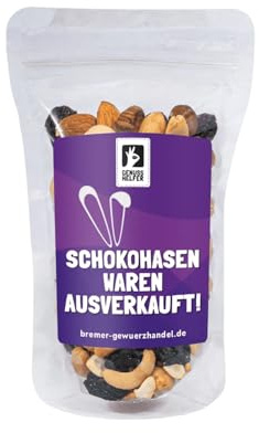 Bremer Gewürzhandel GeNUSSmischung Schokohasen waren ausverkauft, Nussmix, Studentenfutter mit Spruch, zu Ostern, 175g