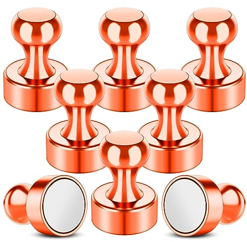 8 Pcs Rose Gold Neodymium Magnetic Push Pins, Whiteboard Magnets, Magnetic Push Pins for Whiteboard, Magnets for Fridge, Office, Map, Photo