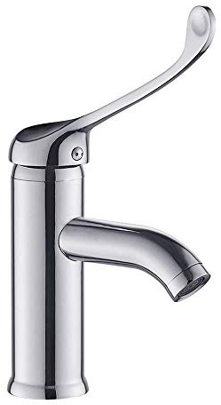 Mischbatterie, Ellenbogen, offener Wasserhahn, erhöhter langer Griff, Warm- und Kaltwasserhahn, Deckmontage, medizinische Tischplatte und Waschbecken, Mischbatterie, Kupfer-Winkel, offenes Touch-Labor