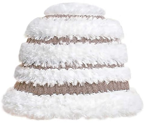 Malaxlx Damen Mädchen Gestrickt Plüsch Kaffee Fischerhut Pelzig Bucket Hat Wärmer Wintermütze Eimer Hut Flauschige Fischermütze Anglerhut Fischerhüte Strandhut Draussenhut