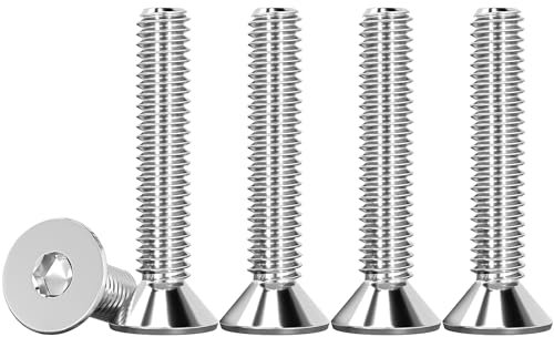 Drenky M4 X 25mm Vis à Tête Fraisée Avec Six Pans Creux en Acier Inoxydable A2 V2A Vis Hexagonales Argent Norme DIN 7991 / ISO 10642 Visserie Filetage Complet, Lot De 50