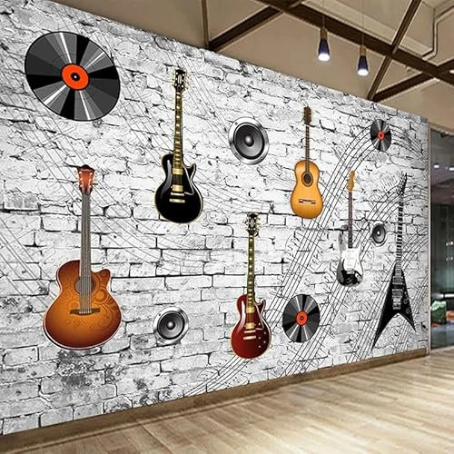 HAN MAN XIU 3D Wallpaper Mural Wallpaper Nostalgic Brick Wall Music Elements Symbol Living Room Bedroom TV Background Wall Stickers