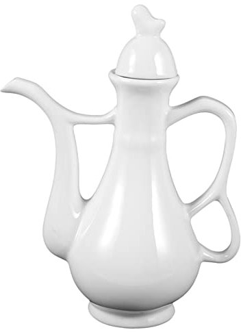 MAGICLULU Ceramic Wine Jug 280ml Flower White Pot Handle Serving Wine Container for Home and Restaurant