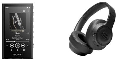 Sony Walkman NW-A306 Touchscreen MP3 Player - 32GB, Black & JBL Tune 760NC Wired and Wireless Over-Ear Headphones with Built-In Microphone, Active Noise Cancelling and Hands-Free Controls, in Black
