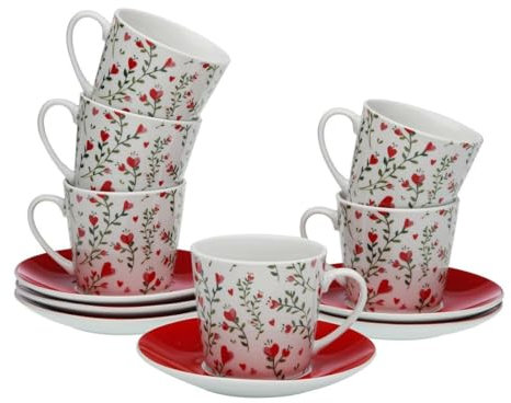 Versa Set di Tazze da caffè Cuori 6 Pezzi Porcellana