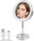 WITFAMILY Countertop Vanity Mirror with Lights，9'' Rechargeable 1x/10x Magnifying Mirror and Round 360 Rotation，Light up Makeup Mirror with Touch Control Adjustable 3 Color Lights (Silver)