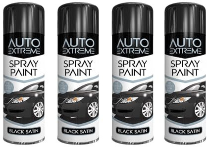 YSAMAX All Purpose Auto-Extreme Spray Paint, Boast a Stunning Appearance, Long-Lasting Durability, Effortless Excellence, Black Satin Aerosol, 250 ML, (4PCS)