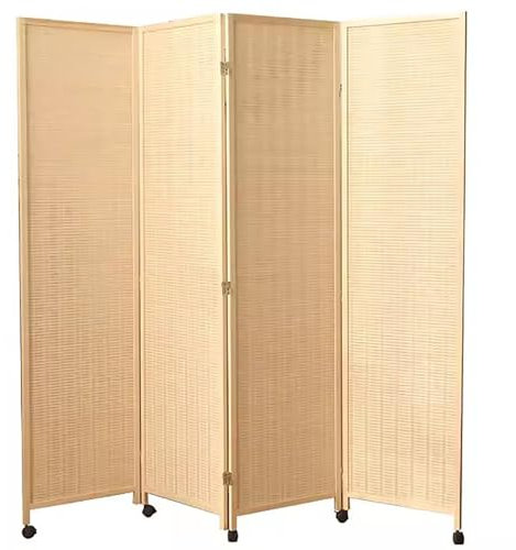 Chinese Style Wood Outdoor Privacy Screens On Wheels, Decorative Room Dividers 3/4/5/6 Panel, Folding Privacy Screen for Patio Balcony Deck Apartment, Heavy Duty Wall Divider ( Color : 4 Panel , Size
