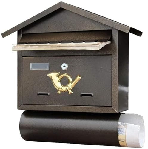 Lnlscle Retro-Briefkasten, Abschließbarer Briefkasten Zur Wandmontage, Großes Fassungsvermögen Aus Verzinktem Metall, Antike Briefkästen Mit Sichtfenster Und Zeitungsrolle Für Die Courtyard Villa