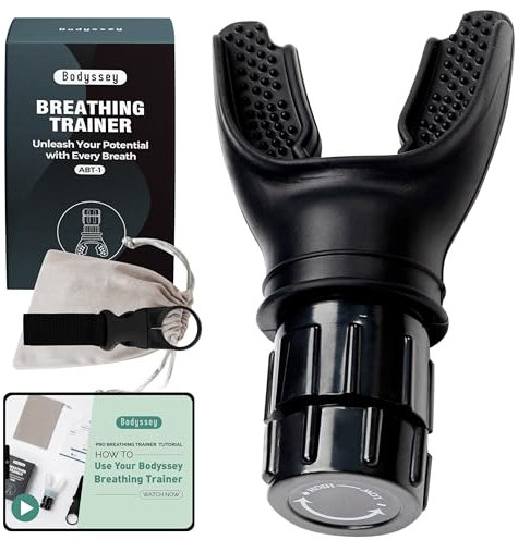 Bodyssey Stimulateur de respiration | Entraîneur en silicone de qualité supérieure | Augmente l'efficacité de la respiration | Niveaux de résistance réglables | Compact, portable et facile à