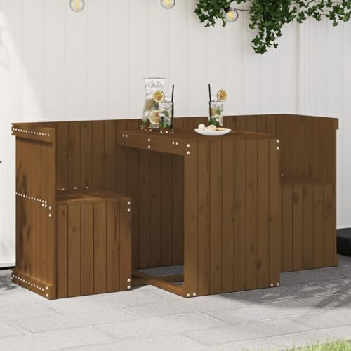 Willood Balkonmöbel-Set 2-Sitzer Honigbraun Massivholz Kiefer