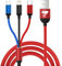 Multi Cavo di Ricarica,3 in 1 Multiplo Cavo USB Type-C 1.2M Ricarica Rapida Filo Caricabatterie Nylon Intrecciato Cavetto Micro USB Tipo C Lightning per Samsung iPhone Huawei Redmi Android OPPO,Rosso
