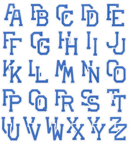 PATIKIL Iron on Letter Patches, 52Pcs Embroidered Letters A-Z Sew on Iron on Patches for Clothes Backpacks Hats DIY Accessories, Blue 2inch Height