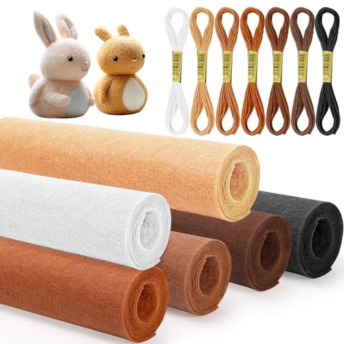 7 Stück Filzplatten, 20 x 90 cm Handarbeitsfilz, Filz für Bastelarbeiten, Filzgewebe, Filz zum Nähen, Filzstoff Meterware für Do-it-yourself-Filzunterlage Patchwork Taschendecke (braune Farbserie)