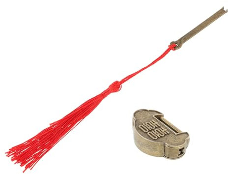 Angoily Mini Vintage Copper Padlock Keys, Antique Style Small Lock for Jewelry Boxes and Wood Cases, Retro Double Happiness Buckle Latch Suitable for Cabinets and Travel