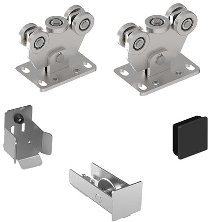 Sellon24® Composants de portail en acier - Pour porte coulissante, porte de grange, garage, 60 x 60 cm, porte de salle 250 kg (SV-60x60-ECO)