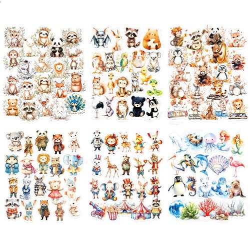 240 Stück Tiere Scrapbook Stickers Kraeoke PET Aufkleber Bullet Journal Sticker Scrapbooking Zubehör für Fotoalbum, Journal, Scrapbook