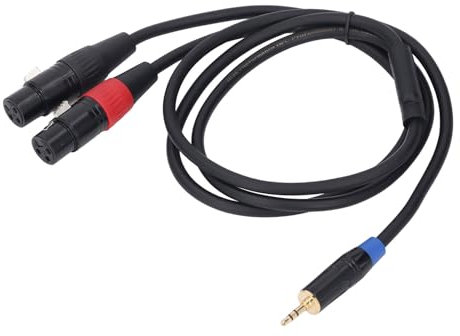 Tyenaza Dual XLR Female to 3.5mm Y Splitter Cable, Unbalanced XLR Female to 1/8 Inch Mini Jack TRS Stereo Aux Interconnect Audio Mic Patch Cord (2m)