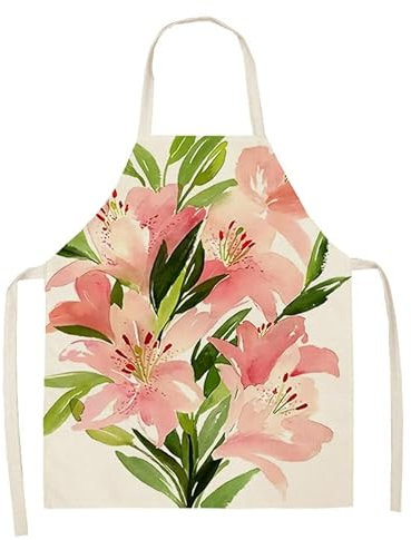 HJOSWVNS Kittelschürze Damen Rosa Gras Grün Kochschürze Kinder Damen Baumwolle Hanf Schürze Einstellbar Kinderschürze Langlebig Schürze Herren Mädchen Atmungsaktiv Gartenschürze Küchenschürze 55x68