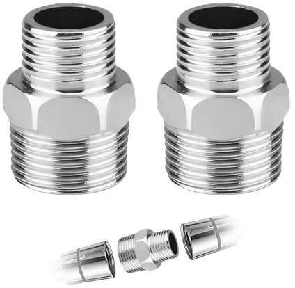 2PCS 304 Stainless Steel Shower Hose Connectors - Male to Female Reducing Nipple Adapter - Threaded Shower Connector Fittings for Hoses, Bidets, Taps, and Plumbing Systems
