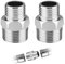 2PCS 304 Stainless Steel Shower Hose Connectors - Male to Female Reducing Nipple Adapter - Threaded Shower Connector Fittings for Hoses, Bidets, Taps, and Plumbing Systems