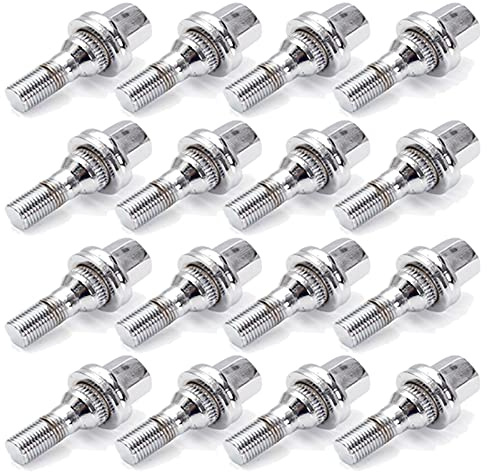 Locking Wheel Nuts,Wheel Nuts 4/16PCS M12x1.25 17mm Car Aluminum Chrome Wheel Bolts Nuts Kit Fit use for Peugeot 1007 206 207 406 407 607 2000-2008(16PCS)