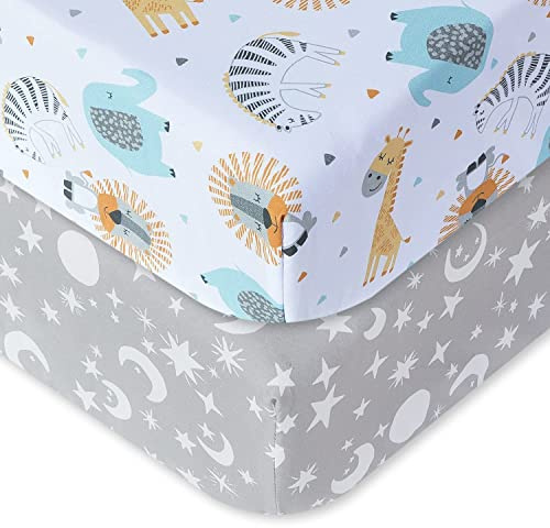 Little Grape Land Spannbettlaken 70x140 cm 2er Set Babybett Kinderbett | Weiches Mikrofaser-Polyester, OEKO-TEX® zertifiziert, atmungsaktiv, 360° Rundum-Gummizug, pflegeleicht für Mädchen & Jungen.